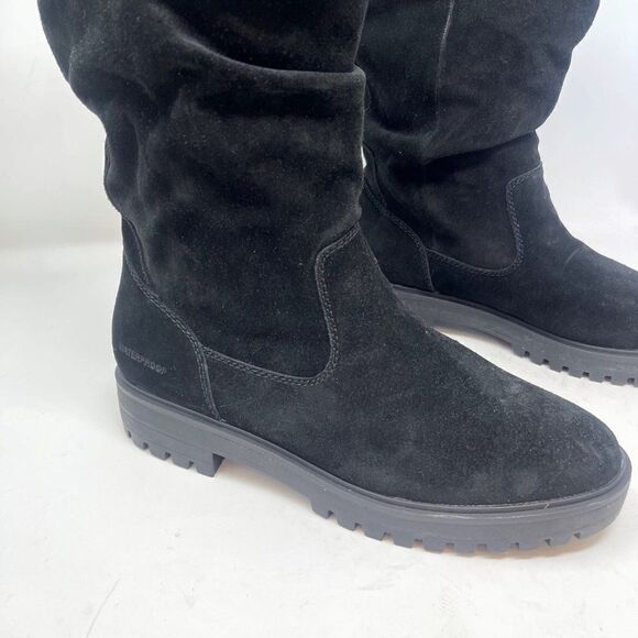 Camper Black Suede Lug Sole Slouch Boots Size 11 - Picture 2 of 11